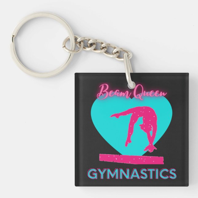 Girls Gymnastics Beam Queen Double Sided Keychain (Front)
