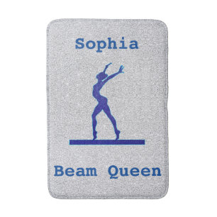 Girls Gymnastics Beam Queen Personalized Bath Mat