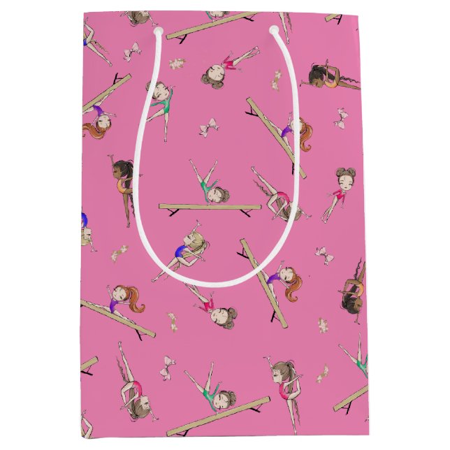Girls Gymnastics Birthday Gift Medium Gift Bag (Front)