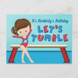 Girls Gymnastics Birthday Party Let's Tumble Postcard