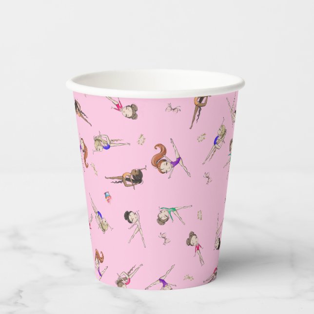Girls Gymnastics Birthday Party  Paper Cups (Front)