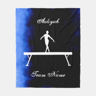 Girls Gymnastics Black, Blue, White w/ Team Name   Fleece Blanket
