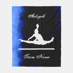 Girls Gymnastics Black, Blue, White w/ Team Name Fleece Blanket
