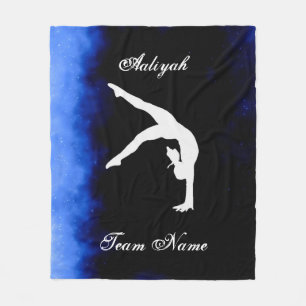 Girls Gymnastics Black, Blue, White w/ Team Name   Fleece Blanket
