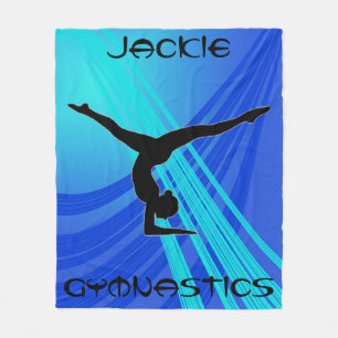 Girls Gymnastics Blue Abstract   Fleece Blanket