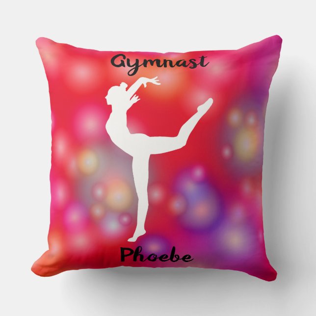 Girls Gymnastics Bubble Fun  Throw Pillow (Front)