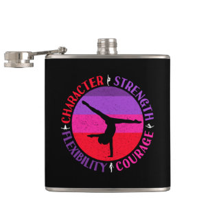 Girls Gymnastics Character Strength Courage Hip Flask