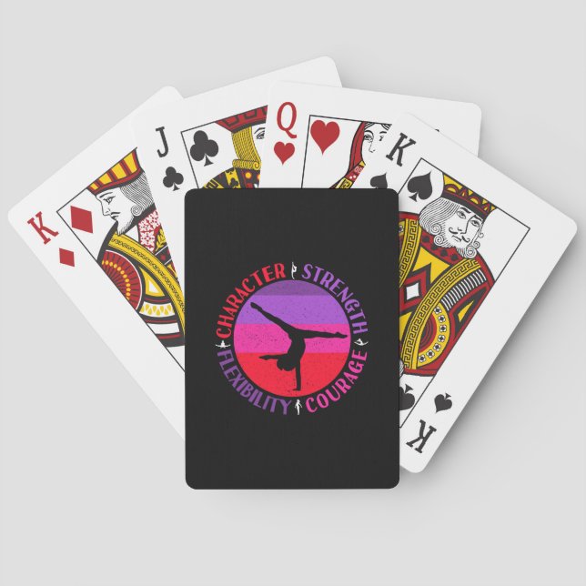 Girls Gymnastics Character Strength Courage Playing Cards (Back)