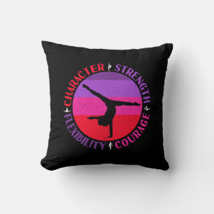 Girls Gymnastics Character Strength Courage Throw Pillow