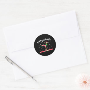 Girls Gymnastics Christmas Elf Classic Round Sticker