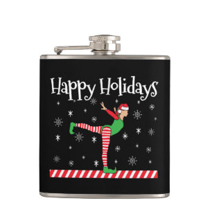 Girls Gymnastics Christmas Elf Hip Flask