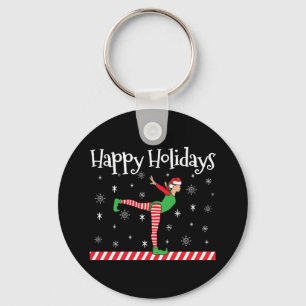 Girls Gymnastics Christmas Elf Keychain