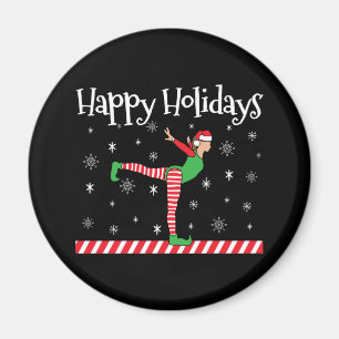 Girls Gymnastics Christmas Elf Magnet
