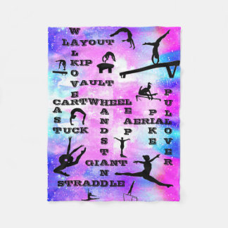 Girls Gymnastics Crosswords Skills Fleece Blanket