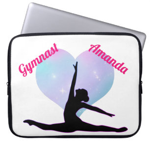 Girls Gymnastics Custom Hot Pink / White Laptop Sleeve