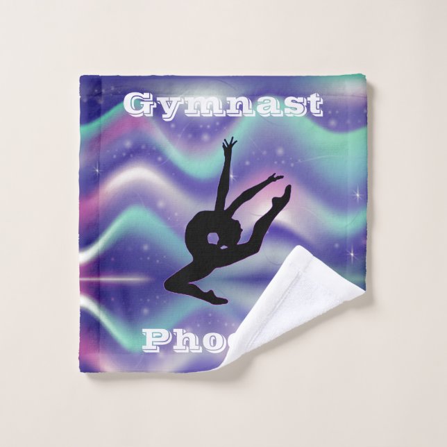 Girls Gymnastics Custom Purple Wash Cloth Towel (Wash Cloth)