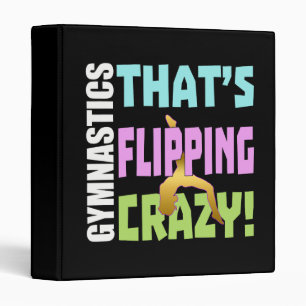 Girls Gymnastics - Cute Gold Flipping Crazy Quote Binder