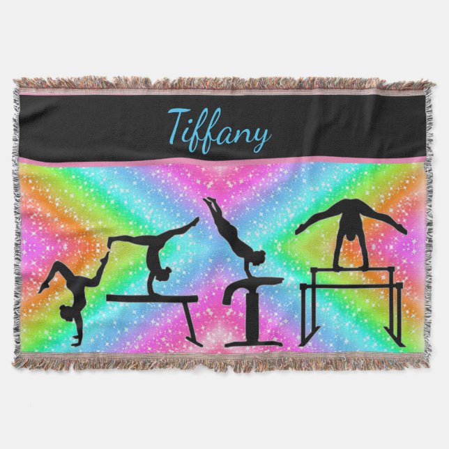 Girls Gymnastics Events Colourful Throw Blanket (Front)