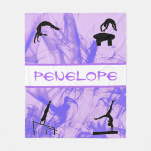 Girls Gymnastics Events Smokey Purple Abstract  Fleece Blanket