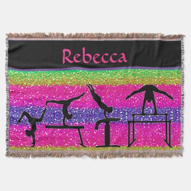 Girls Gymnastics Events Sparkle Throw Blanket (Front)