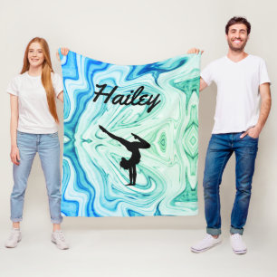 Girls Gymnastics Fleece Blanket w/ Name