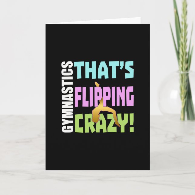 Girls Gymnastics - Flipping Crazy Card (Front)