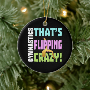Girls Gymnastics - Flipping Crazy Ceramic Ornament