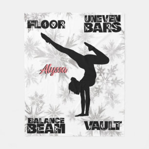 Girls Gymnastics Floor, Bars, Beam, Vault Winter Fleece Blanket