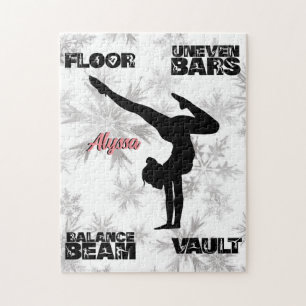 Girls Gymnastics Floor, Bars, Beam, Vault Winter   Jigsaw Puzzle
