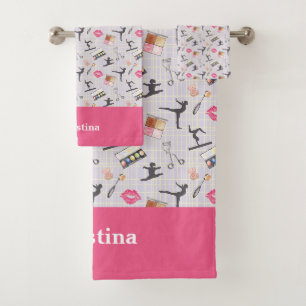 Girls Gymnastics - Girly Makeup Bath Towel Set