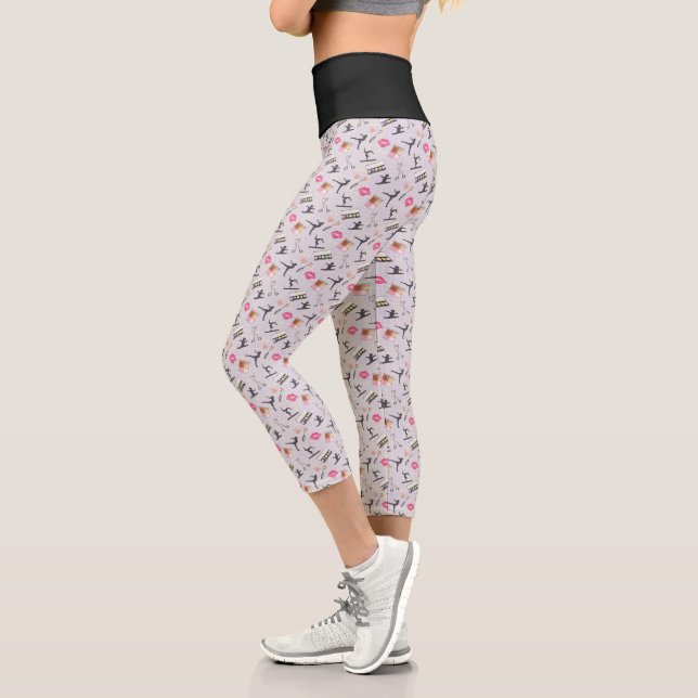 Girls Gymnastics - Girly Makeup Capri Leggings (Left)