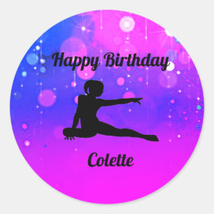 Girls Gymnastics Happy Birthday Stickers
