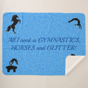 Girls Gymnastics, Horses, Glitter Sherpa Blanket