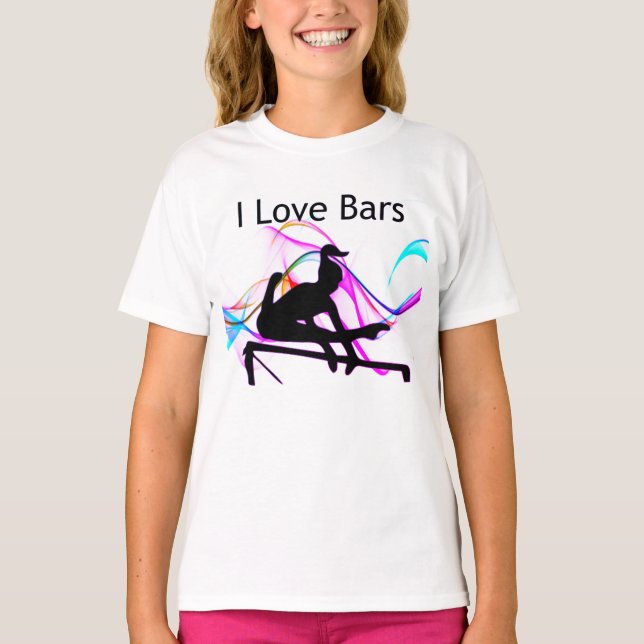 Girls Gymnastics I Love Bars Gymnast T-Shirt (Front)