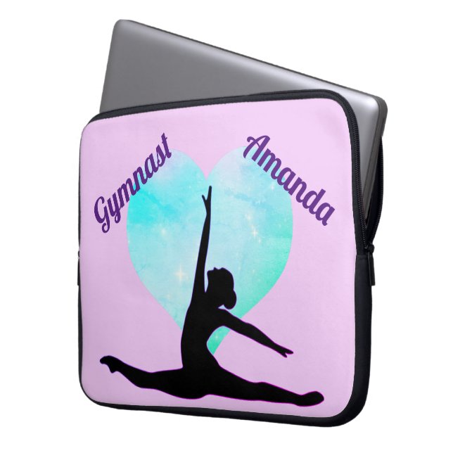 Girls Gymnastics Laptop Sleeve Personalized (Front Left)