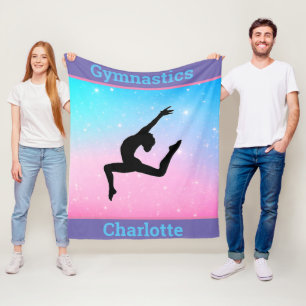 Girls Gymnastics Leap Pastel Fleece Blanket