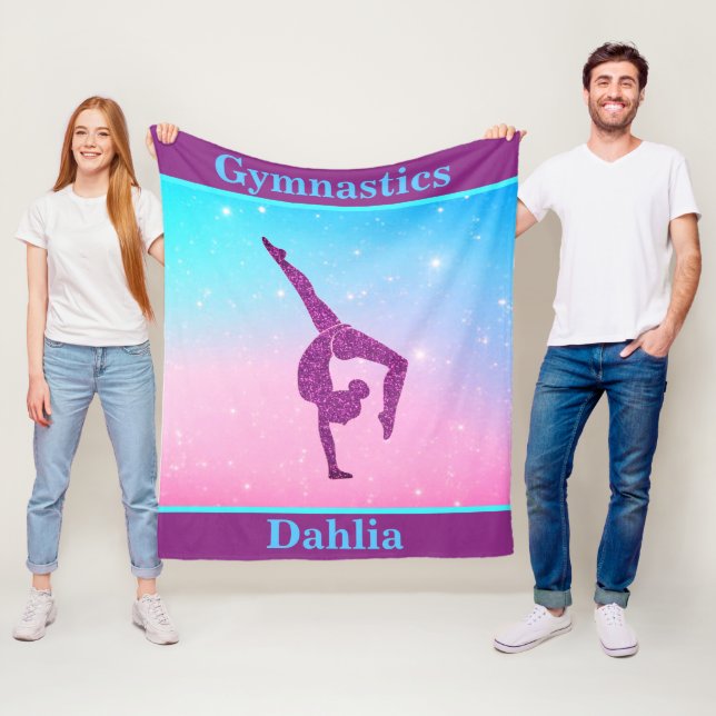 Girls Gymnastics Leap Pastel Fleece Blanket (In Situ)