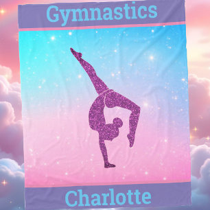 Girls Gymnastics Leap Pastel Fleece Blanket