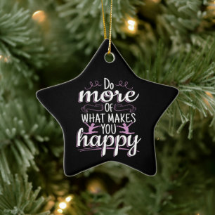 Girls Gymnastics - Motivational Happy Quote Ceramic Ornament