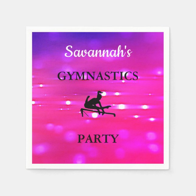 Girls GYMNASTICS PARTY Personalized Set of 50 Napkin (Front)