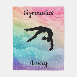 Girls Gymnastics Pastel Rainbow Waves Fleece Blanket