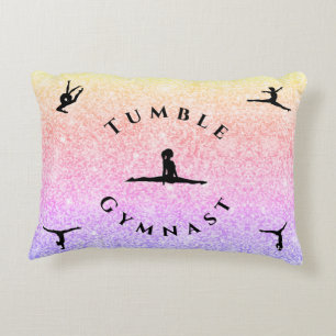 Girls Gymnastics Pillow - Rainbow - Custom Name
