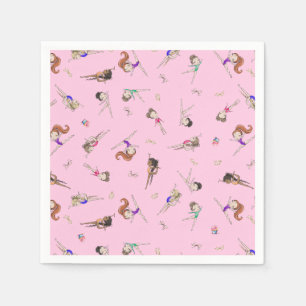 Girls Gymnastics Pink Birthday Party  Napkin