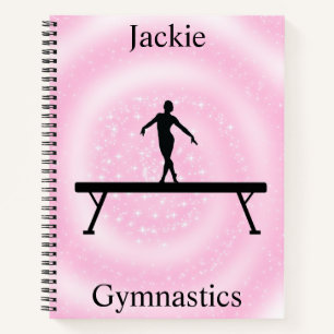 Girls Gymnastics Pink Sparkle Swirl Notebook
