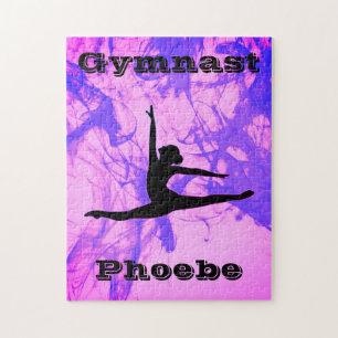 Girls Gymnastics Purple & Pink Jigsaw Puzzle
