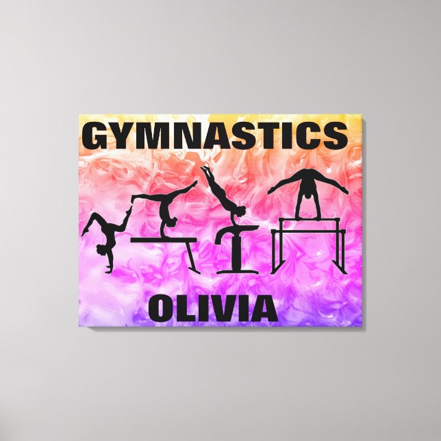 Girls Gymnastics Rainbow Swirls     Canvas Print (Front)