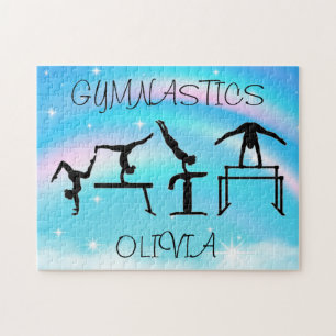 Girls Gymnastics Rainbow Swirls  Jigsaw Puzzle