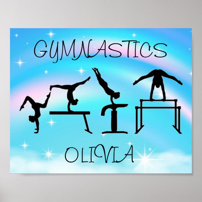Girls Gymnastics Rainbow Swirls  Poster (Front)
