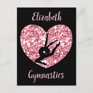 Girls Gymnastics Rose Gold Personalized Postcard