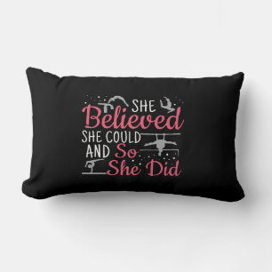 Girls Gymnastics - She Believed She Could Lumbar Pillow